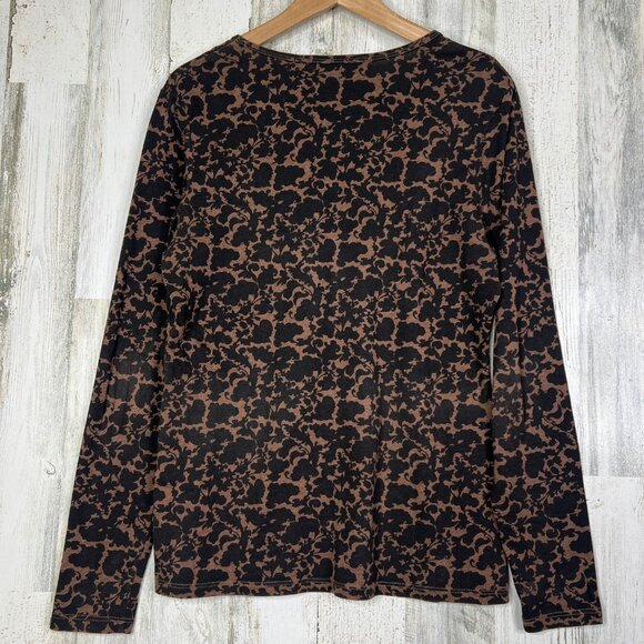 Peruvian Connection Shirt Womens‎ Large Pima Cotton Brown Floral - Picture 6 of 9